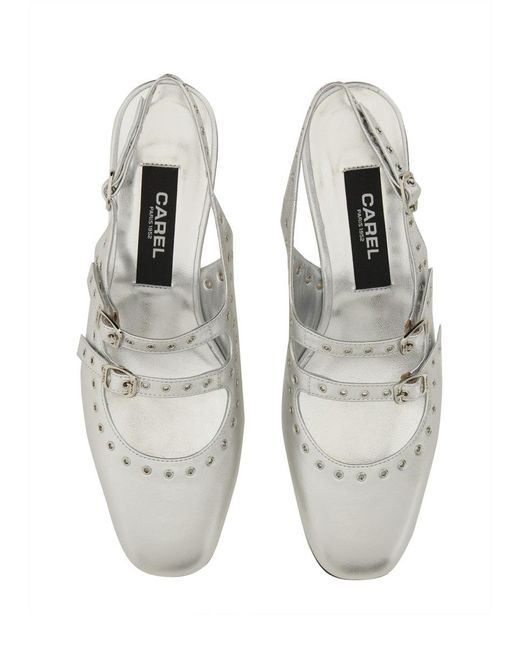CAREL PARIS White Mary Jane Slingback "queen"