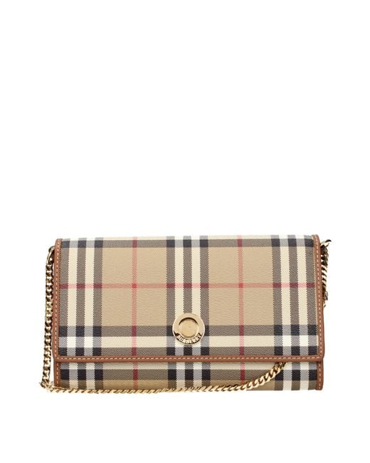 Burberry Natural Hannah Crossbody Bags Fabric