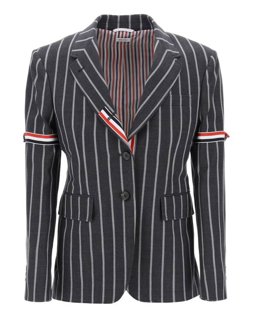Thom Browne Black Striped Single Breasted Jacke