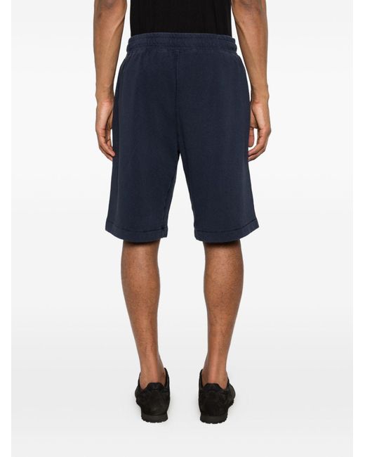 C P Company Blue Logo-Patch Drawstring Shorts for men