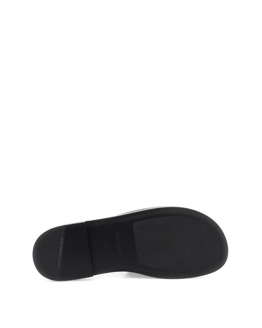 Slides In Pelle Con Logo Cut Out di Dolce & Gabbana in Black da Uomo