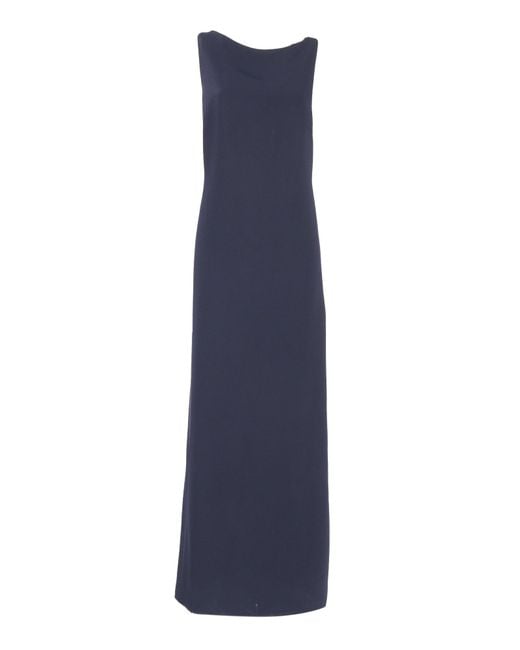 P.A.R.O.S.H. Blue Sleeveless Maxi Dress With Unique Cut-Out Detail