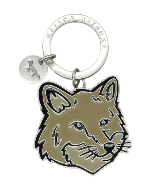 Maison Kitsuné Maison Kitsune 'bold Fox Head Keyring in het Gray voor heren
