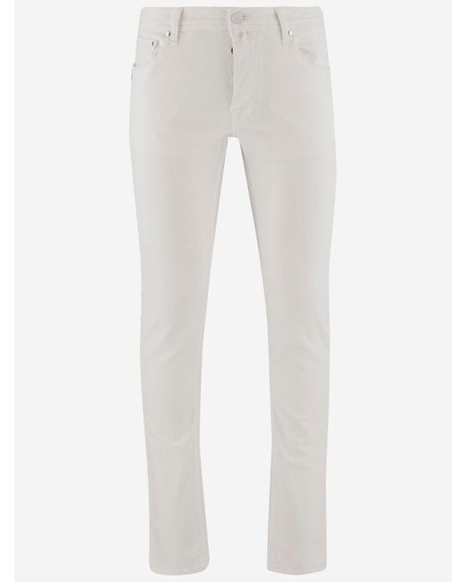 Pantaloni Di Miscela Di Cotone Stretch di Jacob Cohen in White da Uomo