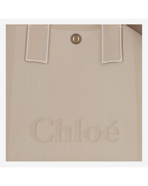 Chloé Natural Chloé Carry Canvas Tote Bag
