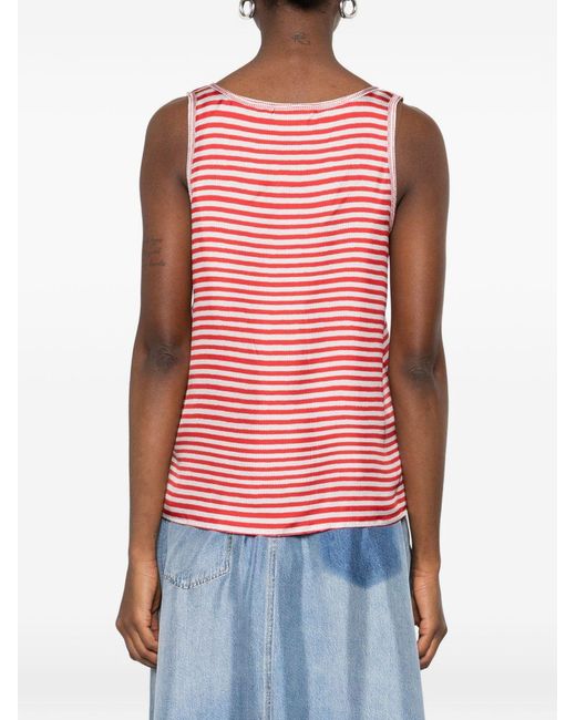 Pierre Louis Mascia Red Striped Silk Top