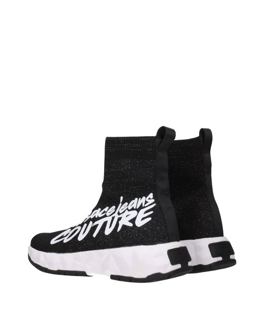 Couture Mujers Zapatillas de Tela Negras Versace Jeans de color Black