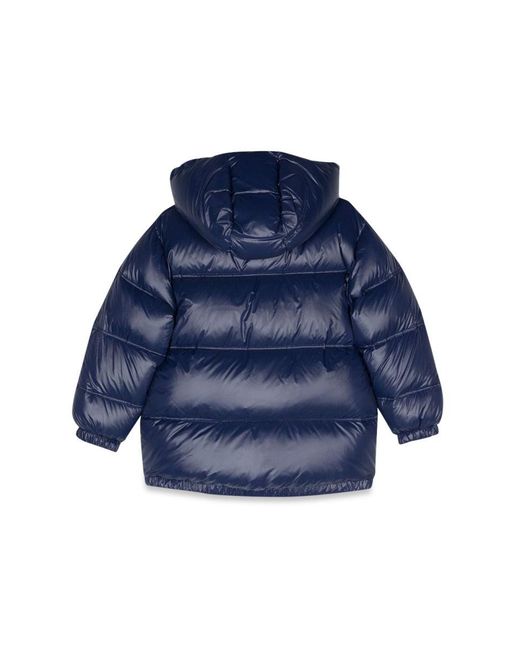 Versace Blue Down Jacket With Logo