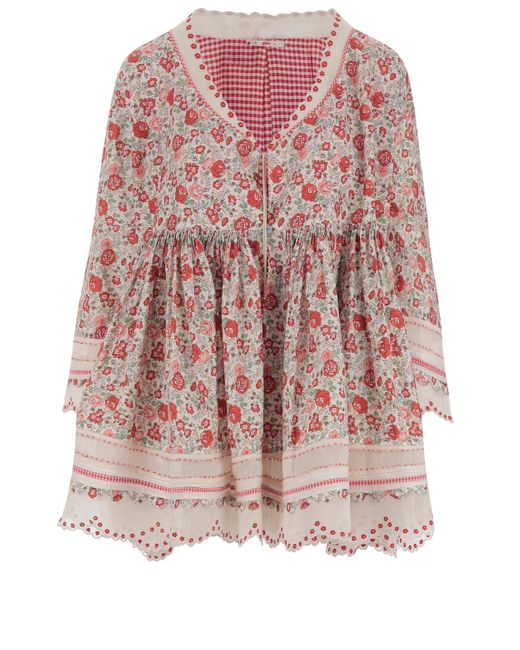 Péro Pink Baumwollkleid mit Blumenmuster