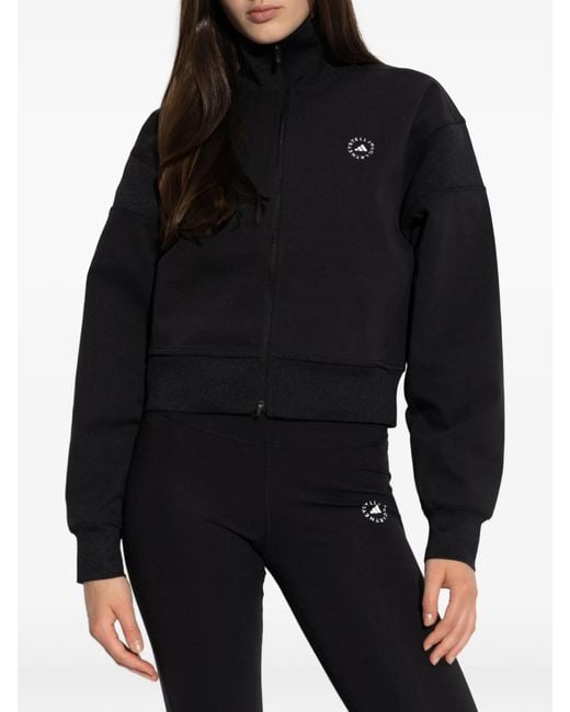 Adidas By Stella McCartney Black Logo-Detail Zip-Up Jacket