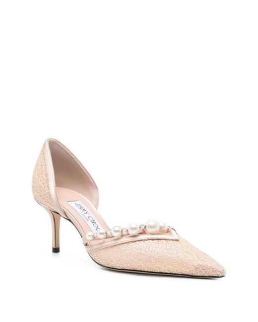 Jimmy Choo Natural Aurelie Glittered Pumps