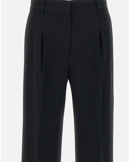 Theory Blue Schwarze Weite Hose Mit Doppelter Falte