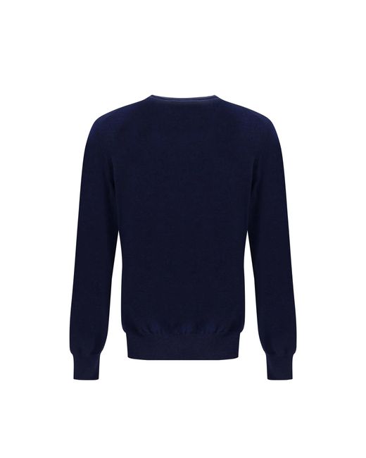 Brunello Cucinelli Blue V Neck Sweater for men