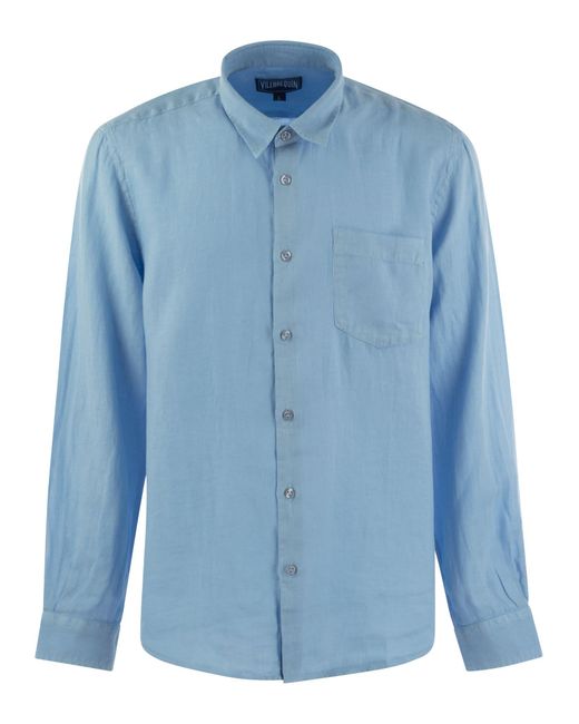Vilebrequin Blue Long Sleeved Linen Shirt