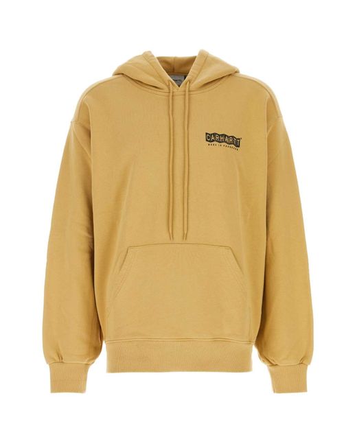 Carhartt Yellow Mustard Cotton Hooded Stamp Sweat for men