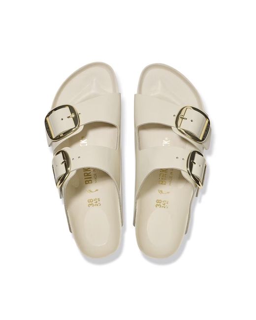 Birkenstock White Ciabatta Arizona Big Buckle High Shine Ecru Calzata S