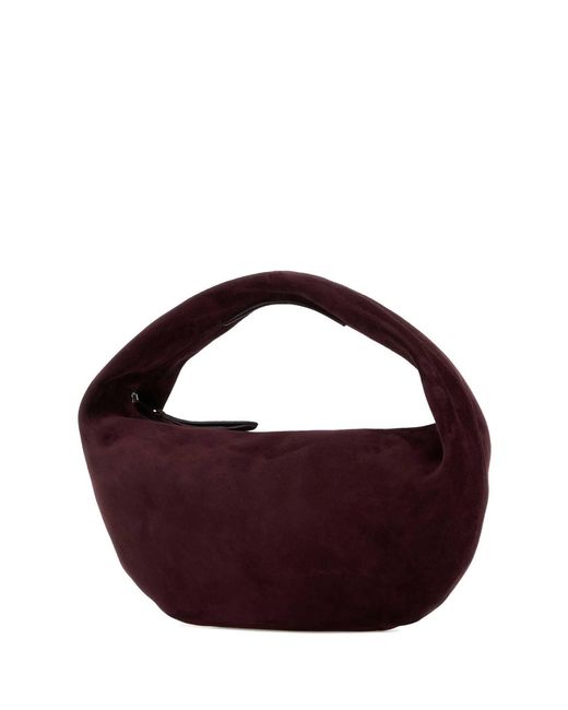 Khaite Purple Aubergine Suede Oliva Shoulder Bag