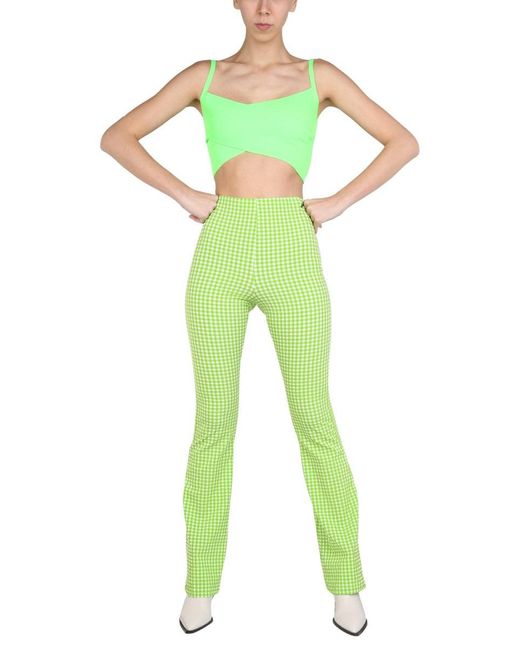 MSGM Green Plaid Pattern Pants