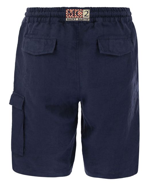 Marsella de lino Bermudas pantalones cortos Mc2 Saint Barth de color Blue