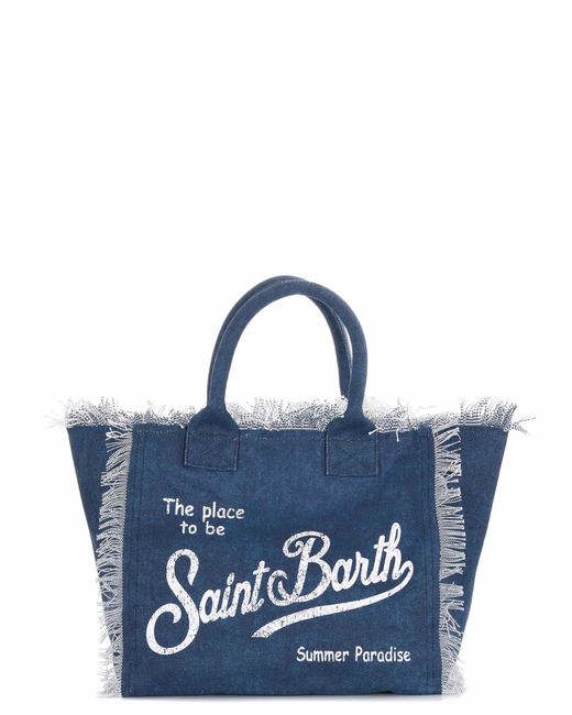 Mc2 Saint Barth Blue Canvas Einkaufstasche