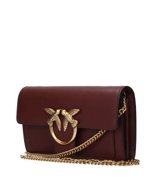 Pinko Purple Pochette Leather/Burgundy