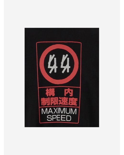 44 Label Group Black Printed Cotton T Shirt