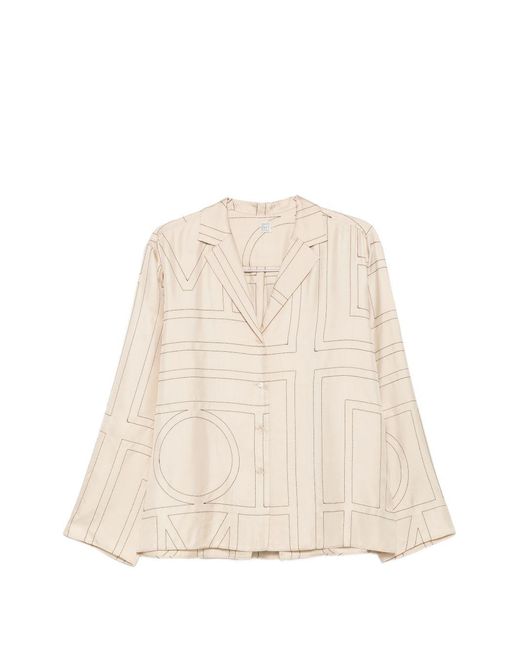 Totême  Natural Monogram Silk Pajama Shirt