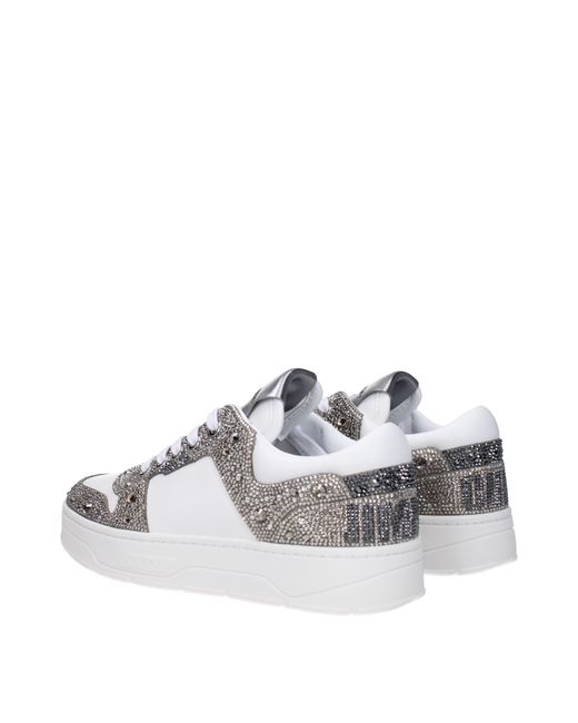Jimmy Choo Sneakers Florent Dames Leer Wit/zilver in het White