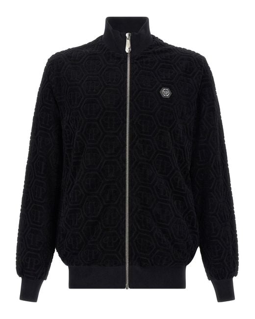 Philipp Plein Jacquard Monogram Sweatshirt in het Blue voor heren