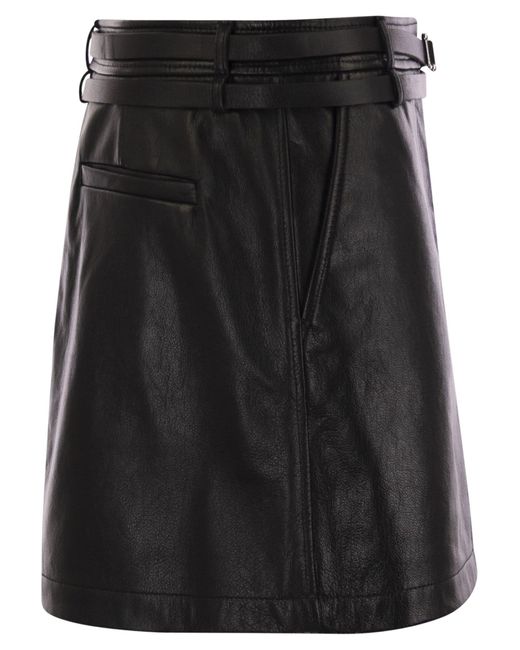 Sportmax Patto Short Lederen Rok in het Black