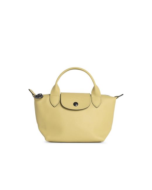 Longchamp Metallic Pistachio Lear Bag With 'Xs Le Pliage Xtra' Handle
