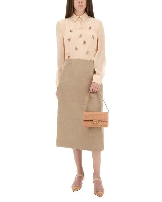 Fendi Natural Waxed Linen Skirt