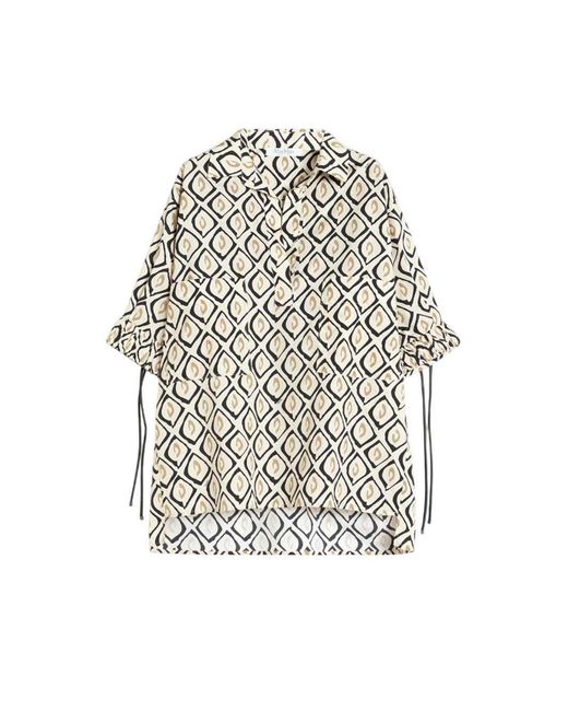 Max Mara White Oversized Printed Poplin Shirt