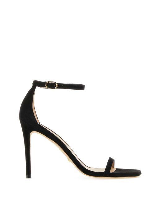 Stuart Weitzman Black Suede Nudistcurve 100 Sandalen für Herren