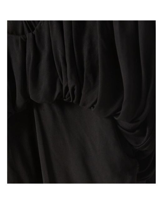 Saint Laurent Black Draped Cupro Mini Dress