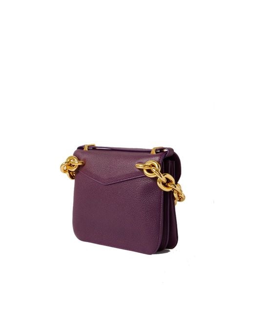 Bolso pequeño de piel con montura Bottega Veneta de color Purple