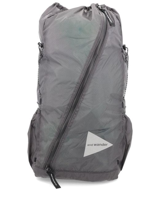 And Wander Gray Nylon Backpack for men