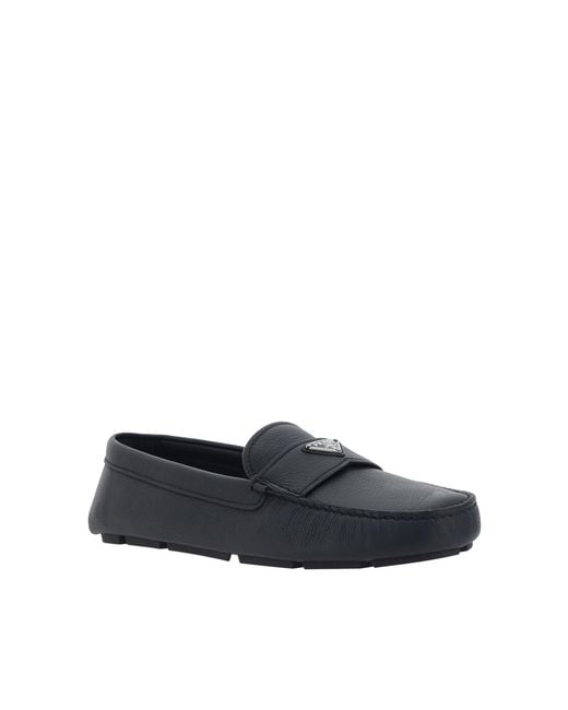 Prada Blue Drive Leather Loafers