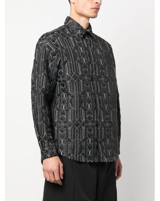 Palm Angels Black Monogram Quilted Overshirt for men