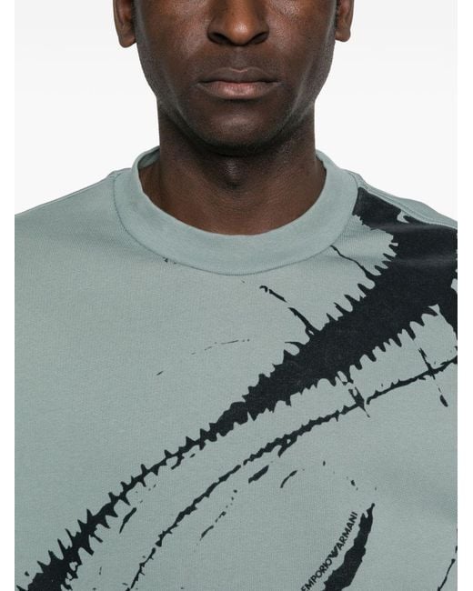 Emporio Armani Green Cotton Crewneck Sweatshirt for men