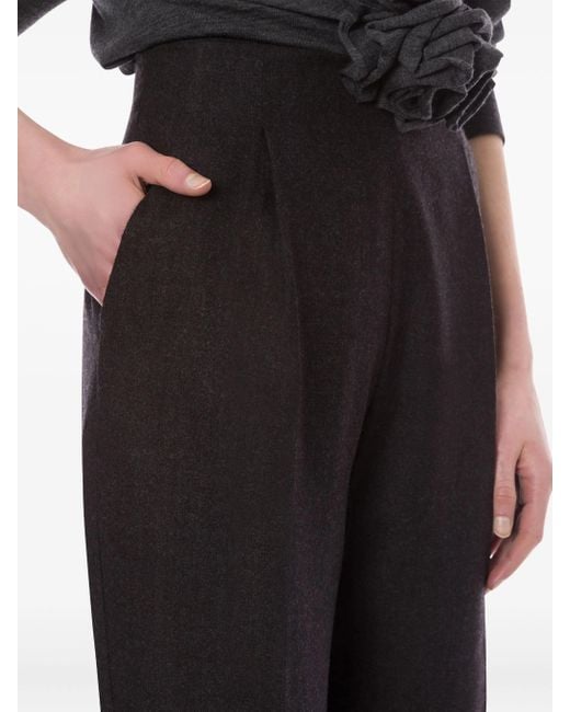 Alberta Ferretti High Waist Broek Van Scheerwol in het Black