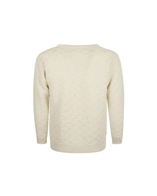 Maison Margiela White Knitted Wool Sweater for men