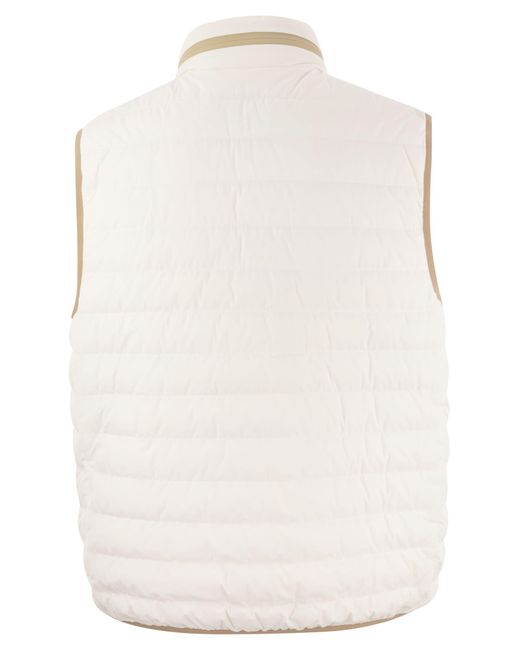 Brunello Cucinelli White Sleeveless Down Jacket In Membranated Nylon for men