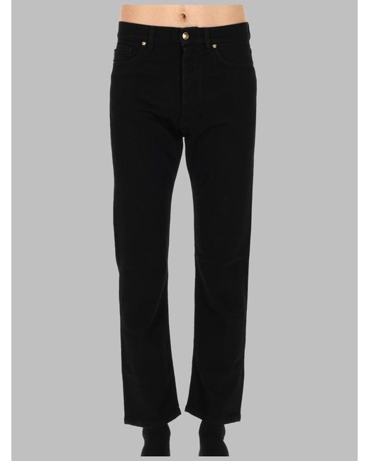 Versace Blue Slim Fit Jeans With Concealed Button Closure for men