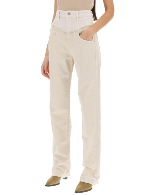 Noemie Jeans sueltos en mezclilla de dos tonos Isabel Marant de color Natural