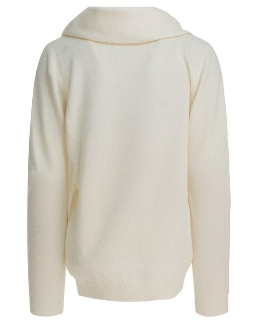 Sandbeige White Wool Knit Sweater