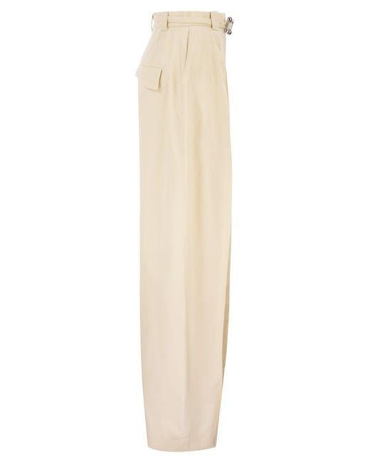 Sportmax Natural Spxidoneo – Wide Leg Cotton Trousers With Integrated Belt