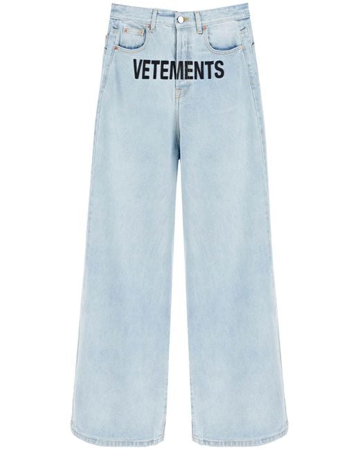 Vetements Baggy Jeans mit Logo -Stickerei in Blue für Herren