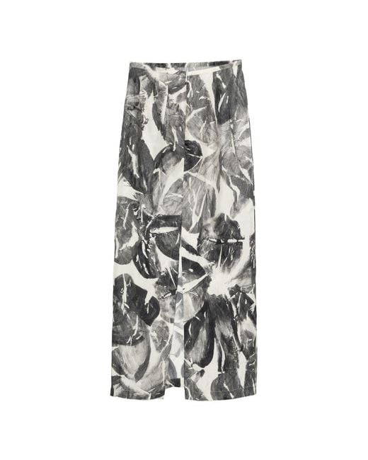 Alysi White Silk Long Skirt