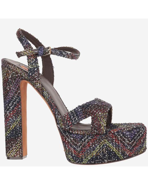 Missoni Metallic Multicolored Platform Sandals With Zigzag Pattern